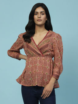 Aarke Ritu Kumar - Brown Printed Top
