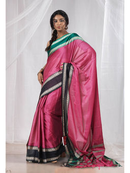 Unnati Silks - Pink Pure Handloom Narayani Cotton Saree with Unstitched Blouse