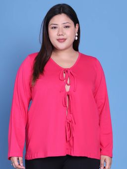 theRebelinme - Plus Size Women's Fuchsia Solid Color Cotton Top