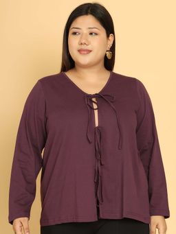 theRebelinme - Plus Size Women's Purple Solid Color Cotton Top