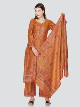 Kidar - Womens Unstitched Casual Wear Suit Mustard (Set of 3)