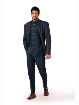 kshitij choudhary - Kef Teal Kurta With Pant & Jacket