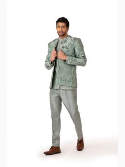 kshitij choudhary - Kaz Green Kurta With Pant & Jacket