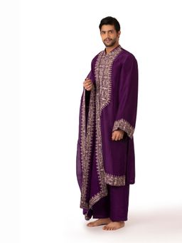 kshitij choudhary - Avenir Purple Embroidered Kurta & Pant With Dupatta