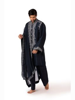 kshitij choudhary - Avenir Navy Blue Embroidered Kurta & Pant With Dupatta