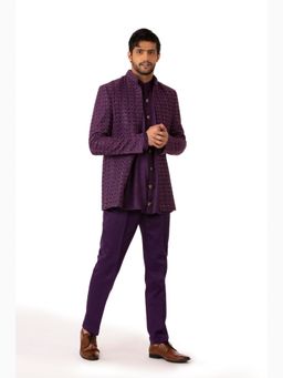 kshitij choudhary - Alaric Purple Kurta With Pant & Jacket