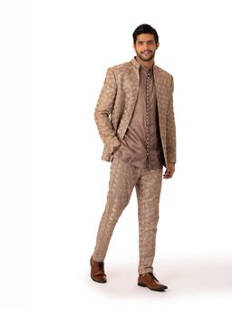 kshitij choudhary - Cassian Brown Kurta With Pant & Jacket