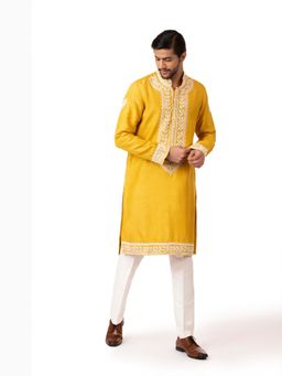kshitij choudhary - Taabeer Yellow Embroidered Kurta & Pant