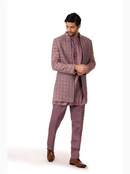 kshitij choudhary - Zair Mauve Kurta With Pant & Jacket