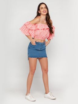 Zink London - Women's Red Checks Top