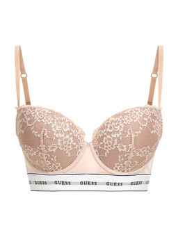 Guess - Polyamide Self Design Beige Balconette Bra