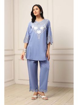 Biba - Women Blue Cotton Straight Co-ord Sets