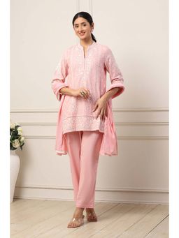Biba - Women Pink Cotton Regular Kurti Pant with Dupatta