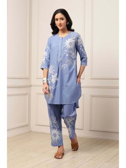 Biba - Women Blue Cotton Straight Co-ord Sets