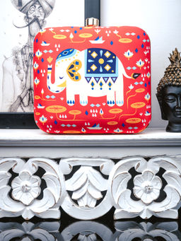 NR by Nidhi Rathi - Printed Red Clutch