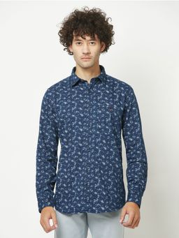 CRIMSOUNE CLUB - Men Floral Denim Shirt