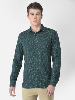 CRIMSOUNE CLUB - Men Green Print Shirt