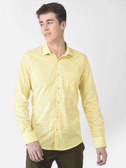 CRIMSOUNE CLUB - Men Lime Yellow Graph Checked Shirt