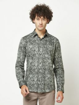 CRIMSOUNE CLUB - Men Dark Grey Abstract Print Shirt