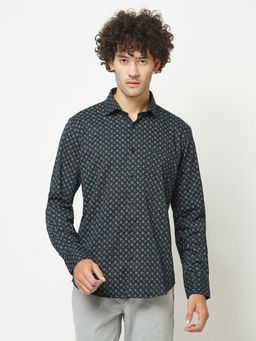 CRIMSOUNE CLUB - Men Geometric Print Navy Blue Shirt
