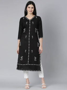 NEERU'S - Black Embroidered Thread Work Kurta