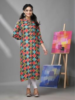 CHARUKRITI - Multicolor Rayon Bandhani Printed Kurta