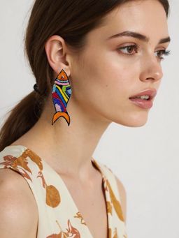 Digital Dress Room - Colourful Beaded Fish Stud Earring