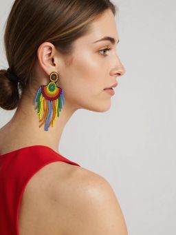 Digital Dress Room - Colourful Beaded Bohemian Layerd Design Drop Earring