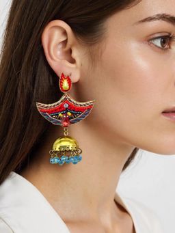 Digital Dress Room - Colourful Beaded Diwali Diya and Jhumka Festive Earrings Design Earrings