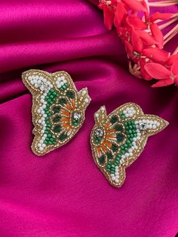 Digital Dress Room - Colourful Beaded Butterfly and Diamond Stud Earrings