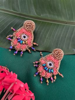 Digital Dress Room - Colourful Mini Beaded Hamsa Evil Eye Stud Earrings