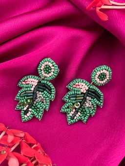 Digital Dress Room - Colourful Mini Beaded Vacation Leaf Dangler Earring