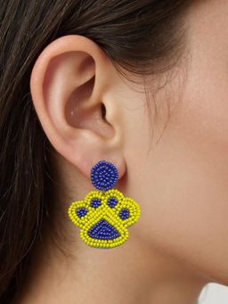 Digital Dress Room - Colourful Mini Beaded Paw Design Drop Earrings