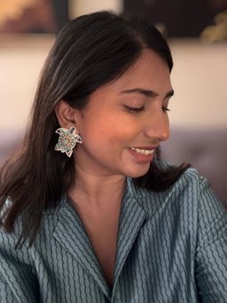 Digital Dress Room - Colourful Mini Beaded Flower Design Stud Earrings