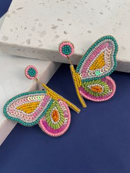 Digital Dress Room - Colourful Beaded Butterfly Design Dangler Earring