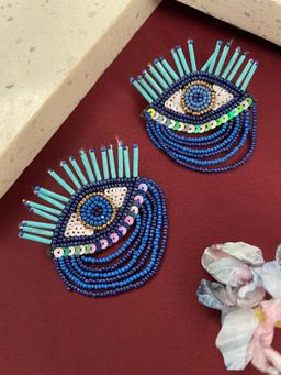 Digital Dress Room - Colourful Beaded Evil Eye and Tassel Dangler Earring
