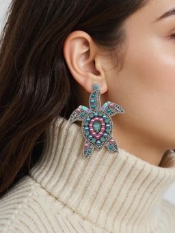 Digital Dress Room - Colourful Beaded Turtle Design Drop Earring