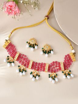 DASTOOR - Women's Gold Plated Designer Necklace Set