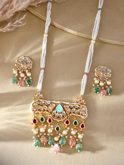 DASTOOR - Women's Gold Plated Designer Necklace Set