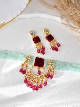 DASTOOR - Women's Gold Plated Designer Necklace Set