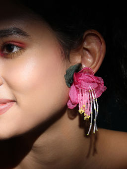 Sohi - Women's The Florelle Drop Earrings - Rose Pink