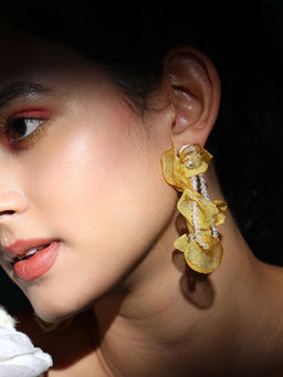 Sohi - Women's The Petalyn Drop Earrings - Lemon Yellow