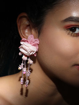 Sohi - Women's The Blosselle Drop Earrings - Rouge Pink