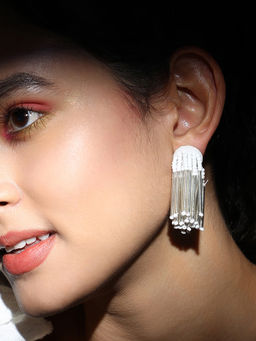 Sohi - Women's The Medium Fringette Drop Earrings - Daisy White