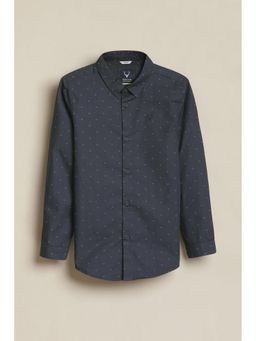 Allen Solly - Navy Blue Cotton Slim Shirt