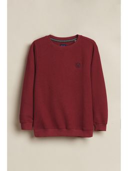 Allen Solly - Maroon Cotton Blend Regular Sweatshirt