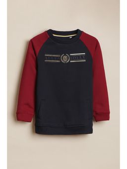Allen Solly - Navy Blue Cotton Blend Regular Sweatshirt