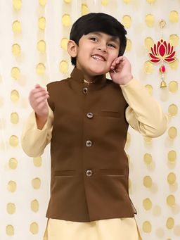 BownBee - Brown Velvet Fitted Nehru Jacket
