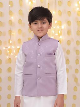 BownBee - Lavender Velvet Fitted Nehru Jacket