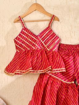 Little Panda - Red Cotton Regular Kurta With Sharara